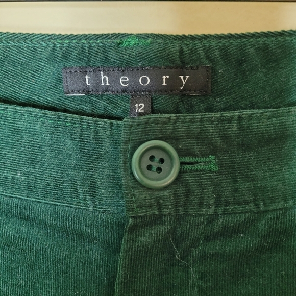 Vintage Y2K Theory Corduroy Pants Low Rise Flare Hunter Green Stretch - Picture 5 of 7